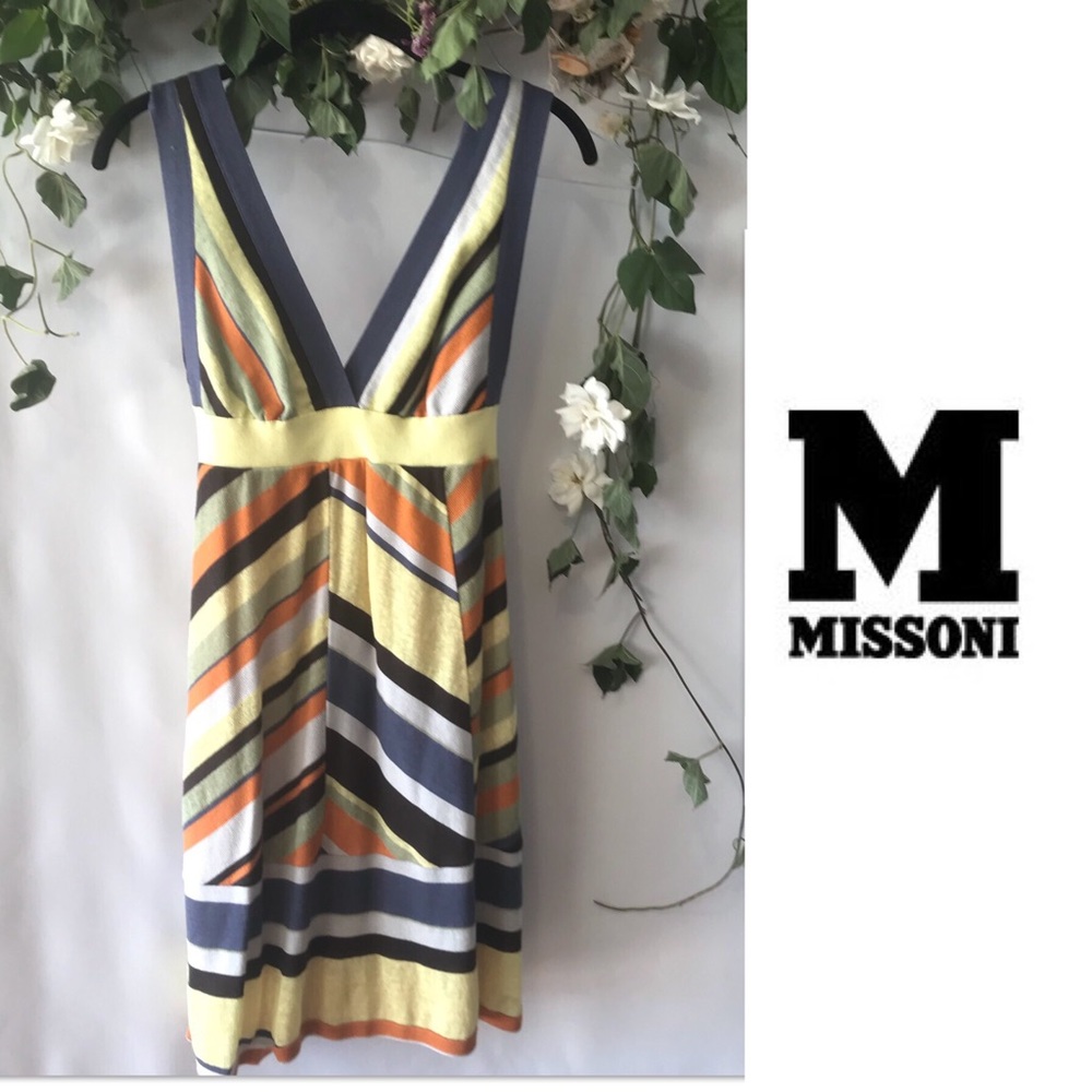 M Missoni Knit Summer Mini Dress Lace-up Back